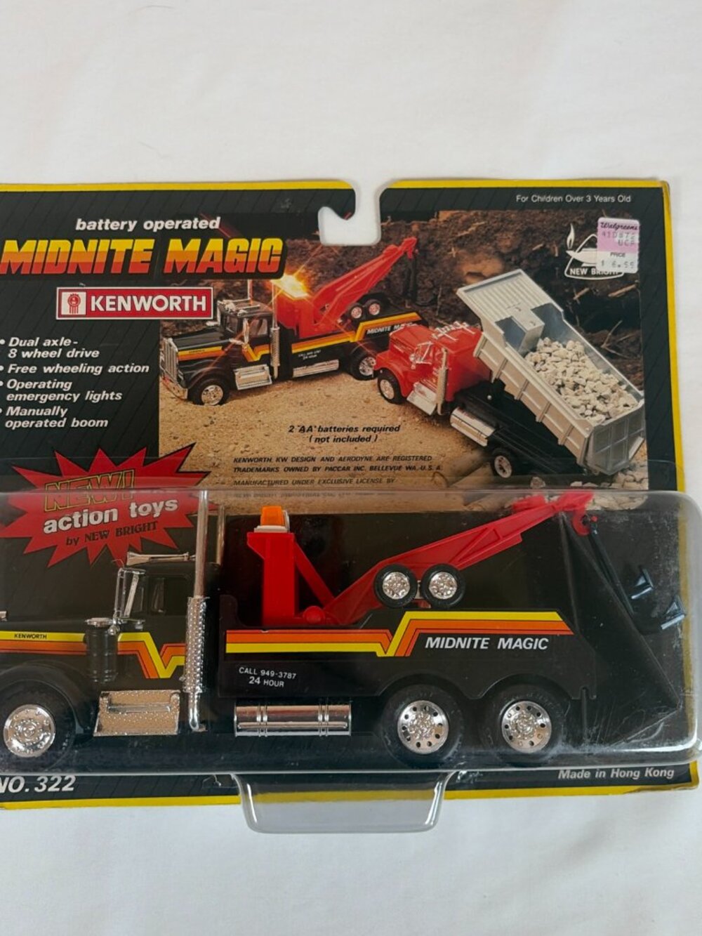 New Bright New Midnite Magic Kenworth No 322 Vintage Molded Plastic Truck